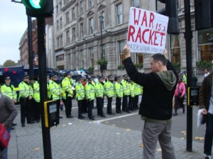 Protestors stand up to police at Trafalgar Square